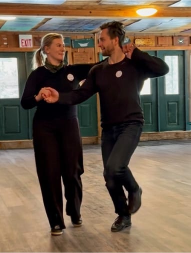 Tora and Ådne teaching Bonde at Ski Dance Weekend 2025.