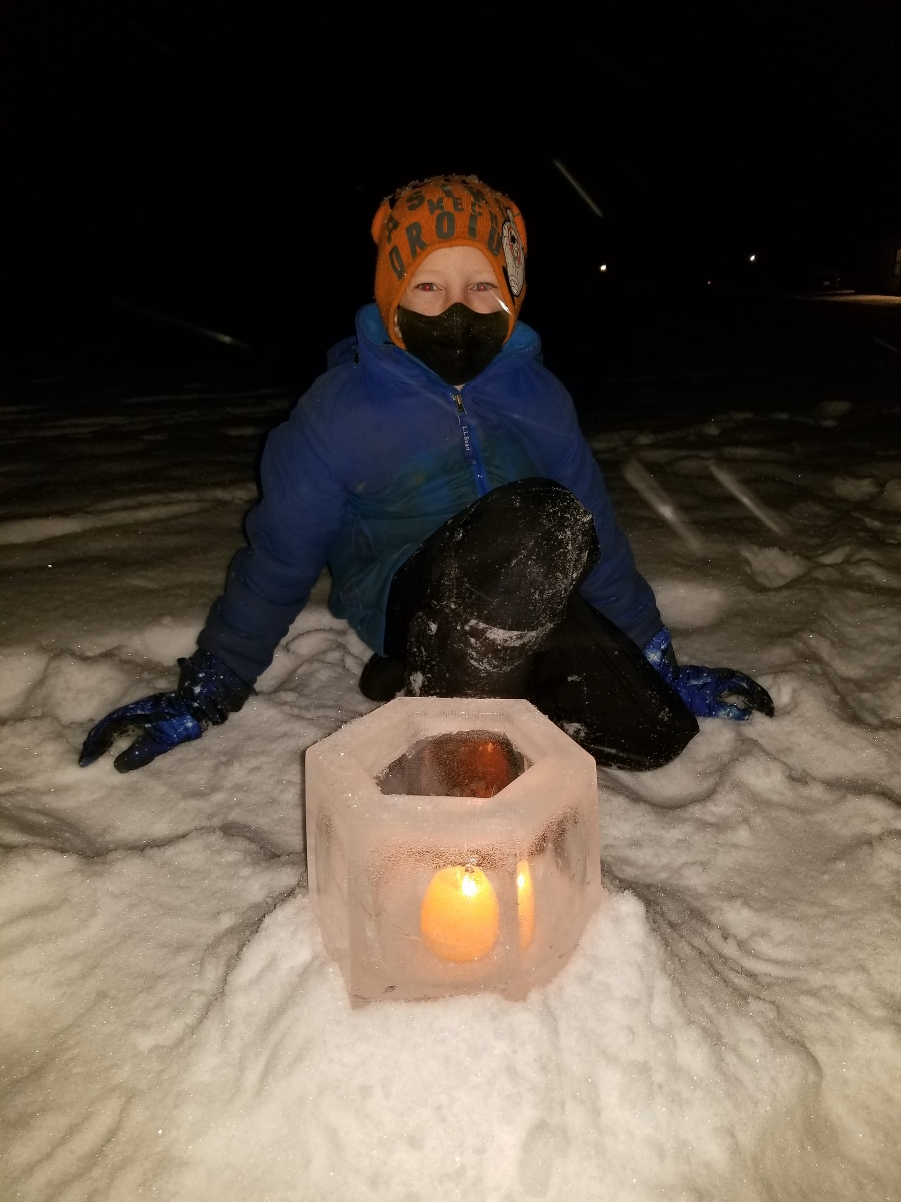 Snow lanterns are a popular Ski Dance Tradition bringing soft light and a little warmth to a cold and dark night.