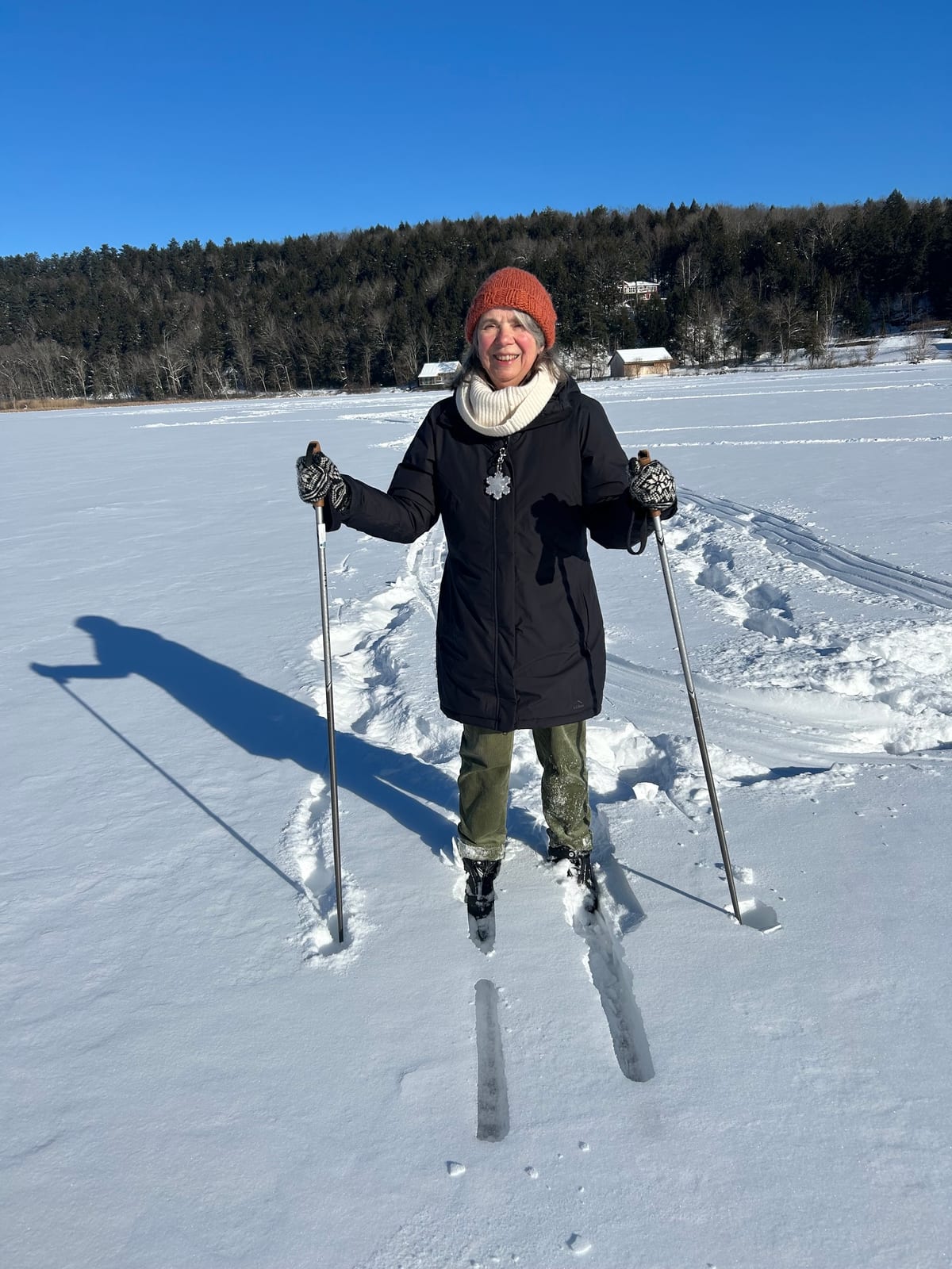 Marilyn Butler enjoying some good snow on Lake Morey