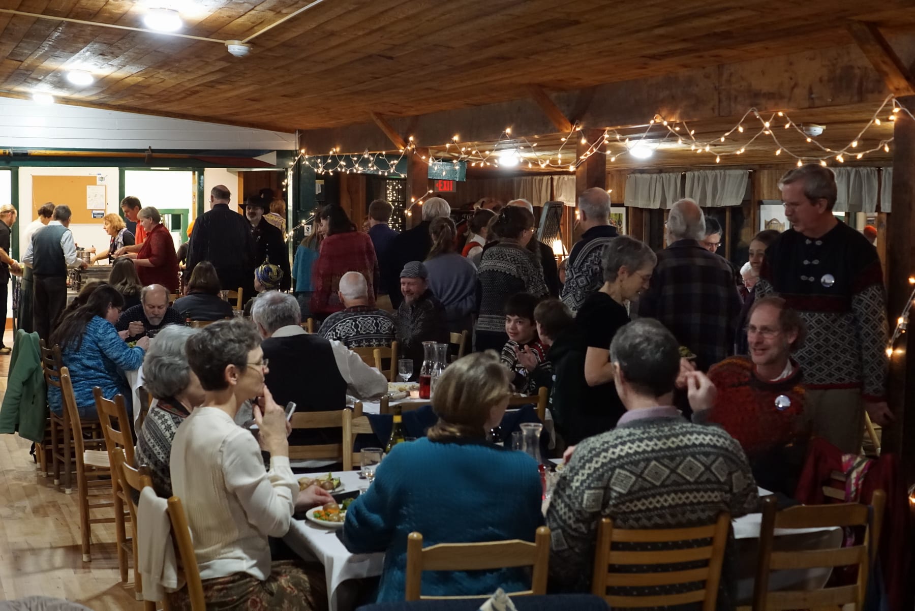 Gathering for an evening meal.