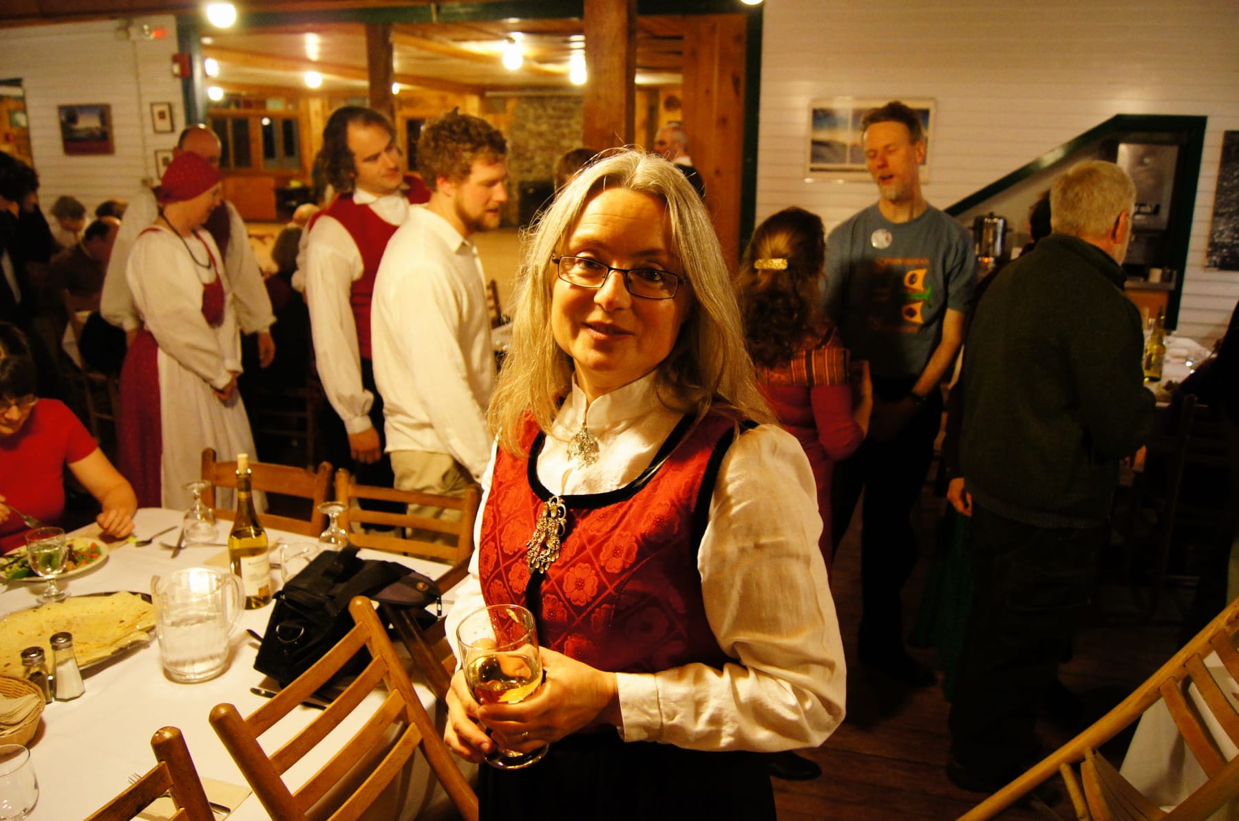 Franziska Bayer relaxing at the start of the Saturday evening banquet and party.